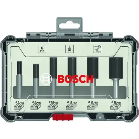 Bosch 2607017467 6-delige Frezenset in cassette - Rechte schacht - 1/4"