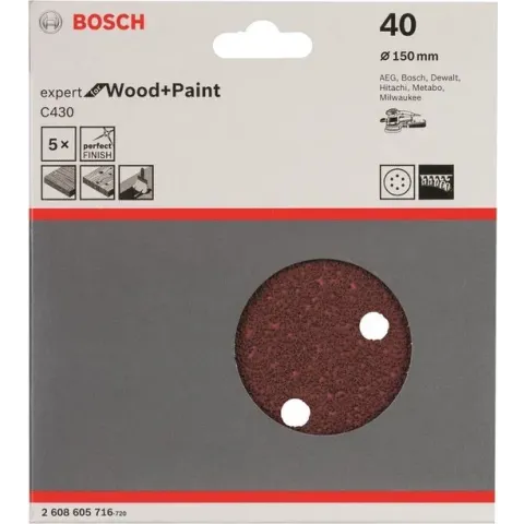 Bosch - 5-delige schuurbladenset 150 mm, 40