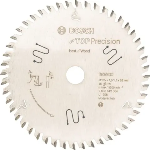 Bosch Cirkelzaagblad Top Precision Best for Wood 165 x 20 x 1,8 mm - 48
