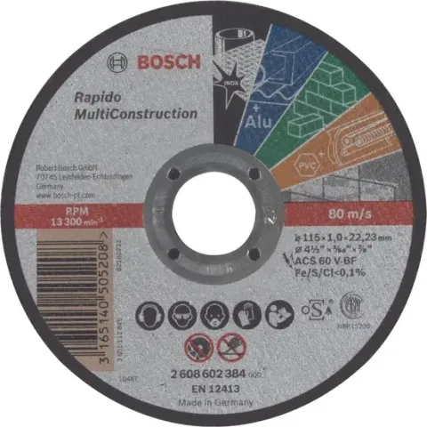 Bosch - Doorslijpschijf recht Rapido Multi Construction ACS 60 V BF, 115 mm, 22,23 mm, 1,0 mm