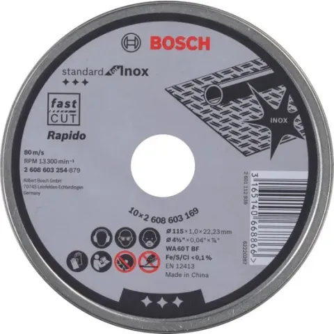 Bosch Doorslijpschijf recht Standard for Inox - Rapido 115mm - 10stuks