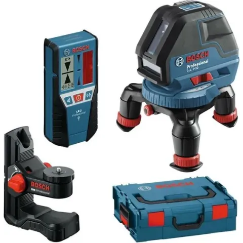 Bosch GLL 3-50 lijnlaser + BM 1 wandhouder + LR 2 ontvanger in L-Boxx