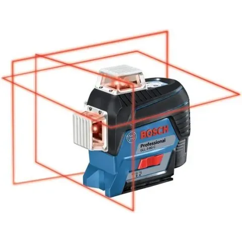 Bosch GLL 3-80 C 12V Li-Ion accu lijnlaser set (1x 2.0Ah accu) in L-boxx - Rood