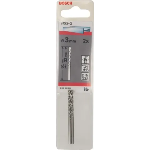 Bosch - Metaalboren HSS-G, Standard 3 x 33 x 61 mm