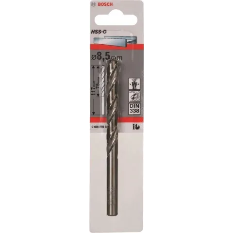Bosch - Metaalboren HSS-G, Standard 8,5 x 75 x 117 mm