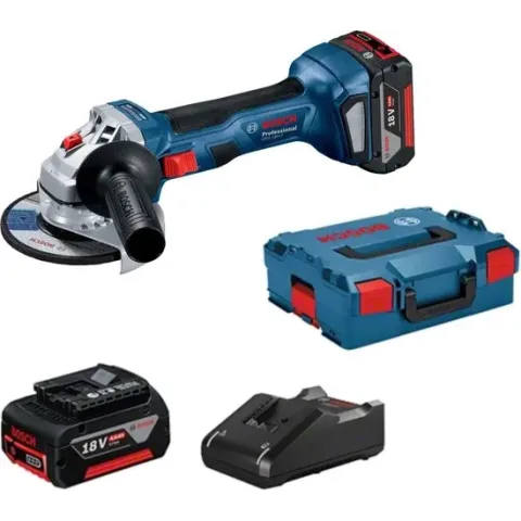 Bosch Professional GWS 18V-7 Haakse slijper - Met 2x 18 V accu en lader - In L-Boxx koffer