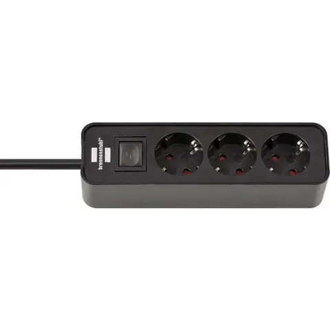 Brennenstuhl 1153230000 Stekkerdoos met schakelaar 3-voudig Zwart Randaarde stekker 1 stuk(s)