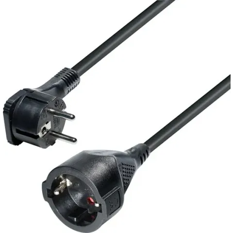 Brennenstuhl Geaarde voeding verlengkabel met platte stekker - 3x 1,5mm / zwart - 2 meter