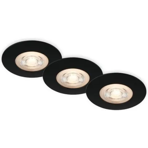 BRILONER - LED Inbouwlampen Badkamer Inbouwspot Ultra Flat IP65 Zwart Mat Ø9cm