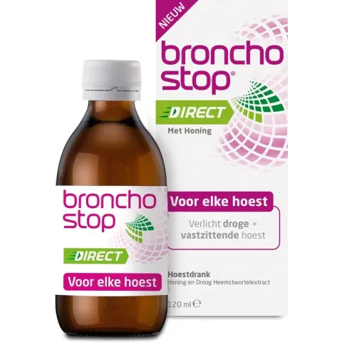 Bronchostop Hoestdrank Direct - met Honing - directe verlichting bij vastzittende hoest, kriebel- en prikkelhoest - 120ml