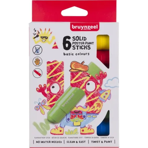 Bruynzeel Plakkaatverf sticks set Basic | 6 kleuren