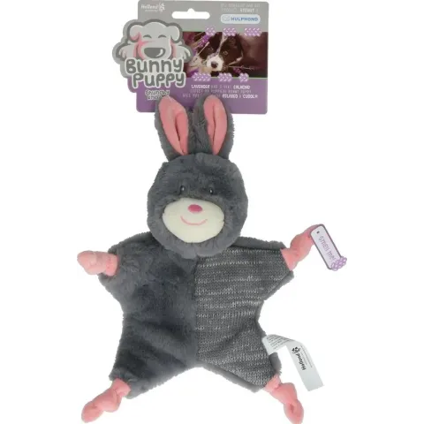 Bunny Puppy Crunchy Knot Grijs&Roze - - 34x19x8 cm