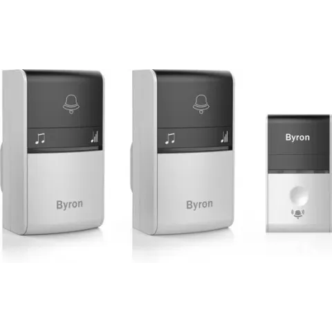 Byron gong - type DBY-23415 - port - draadloos - 2 x 100 m - grijs