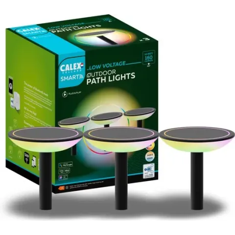 Calex Smart Outdoor 24v Tuinverlichting - Set van 3 Padverlichting - Slimme Grondspot - RGB en Warm Wit Licht - Zwart