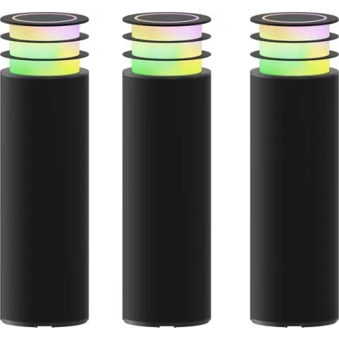 Calex Smart Outdoor 24v Tuinverlichting - Set van 3 Slimme Grondspots - Sokkellamp met RGB en Warm Wit Licht - Zwart