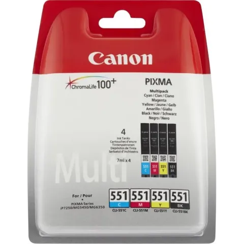 Canon CLI-551 - Inktcartridge - Zwart / Cyaan / Geel / Magenta