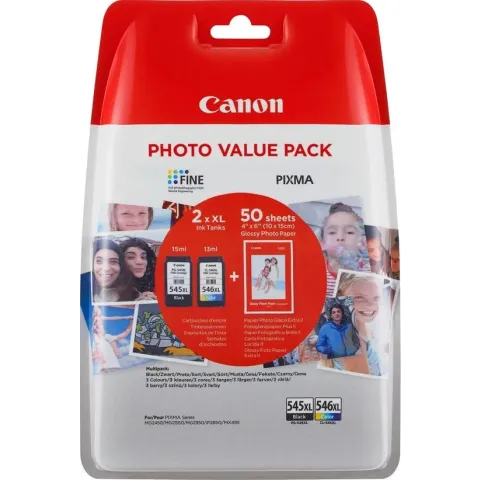 CANON Value Pack blister 4x6 Phot Paper GP-501 50sheets + XL Black & XL Colour Cartridges