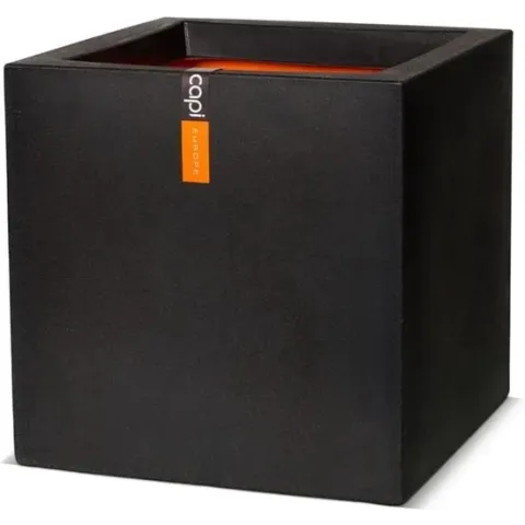 Capi Plantenbak Urban Smooth vierkant 50x50x50 cm zwart KBL904
