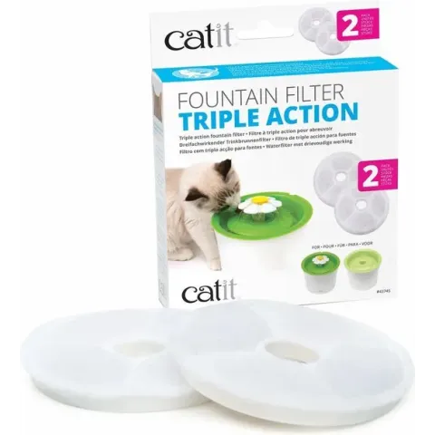 Catit Filters Triple Action 2 Pack - Kanttendrinkbak - 4 x 14.5 x 17.5 cm Wit