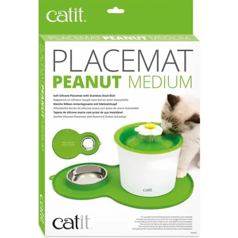 Catit Placemat Peanut Inclusief Rvs Bakje 35 x 23 x 3 cm - Voerbak -  Groen