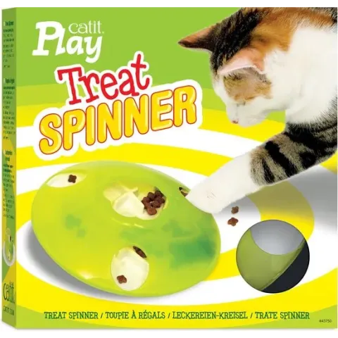 Catit Play Treat Spinner 19.5 x 19.5 x 5.8 cm - Kattenspeelgoed - Wit Groen