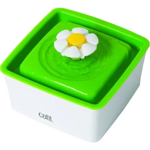 Catit Senses Drinkfontein Mini Bloem - Wit/Groen - 18,2 x 18,2 x 12 cm