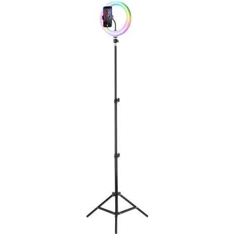 Cellularline - Selfie ring pro, vlogging vloerstatief tripod, 13" LED-lamp, multicolor