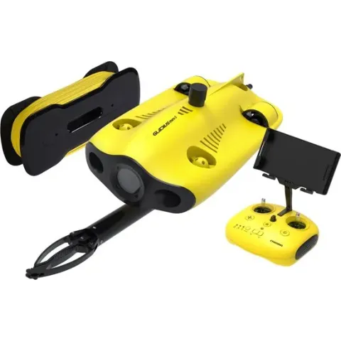Chasing Gladius Mini Drone S Flash Pack - ROV - Bereik tot 100 m - 4K UHD Camera - Inclusief: Direct contact met de afstandsbediening, 64GB SD Kaart, Grabber Claw B, Rugtas - Geel