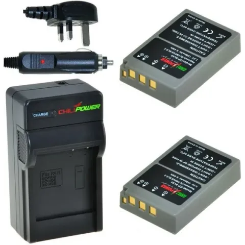 ChiliPower 2 x BLS-5 accu's voor Olympus - Charger Kit + car-charger - UK versie