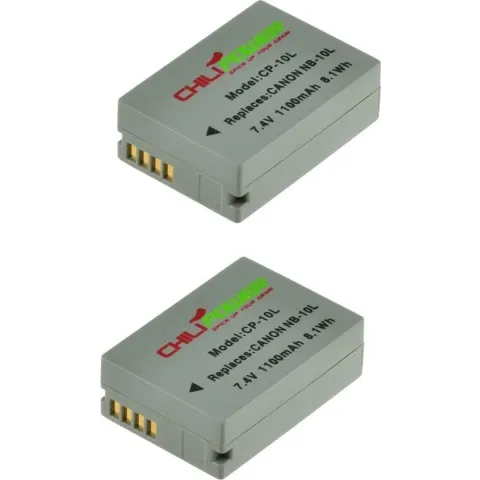 ChiliPower NB-10L accu voor Canon - 1100mAh - 2-Pack