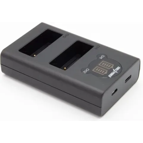 ChiliPower Panasonic DMW-BLC12 dubbellader voor 2 camera accu's (tegelijk)