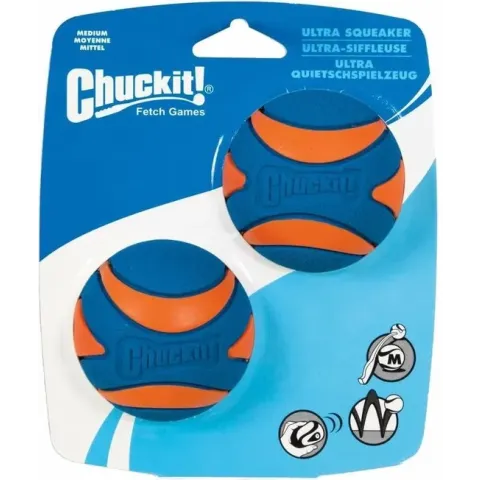 Chuckit ultra squeaker bal medium 6 cm 2-pack