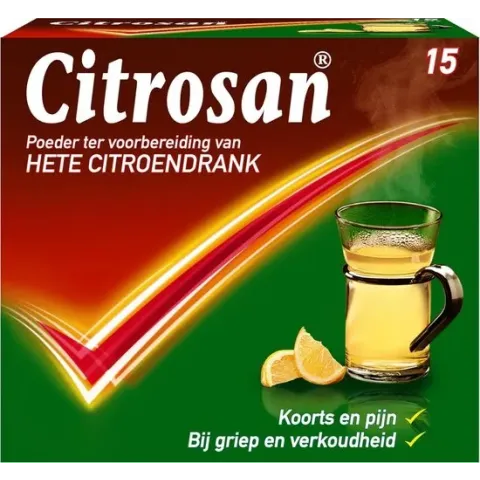 Citrosan Hete Citroendrank - Paracetamol & Vitamine C Zakjes met Poeder - 15 stuks