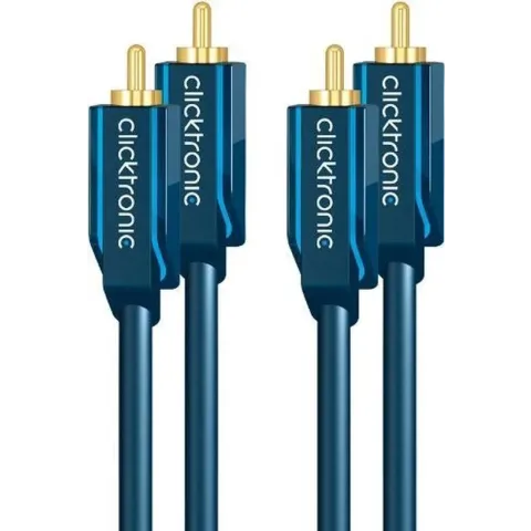 ClickTronic 10m Stereo Audio audio kabel 2 x RCA Blauw, Goud