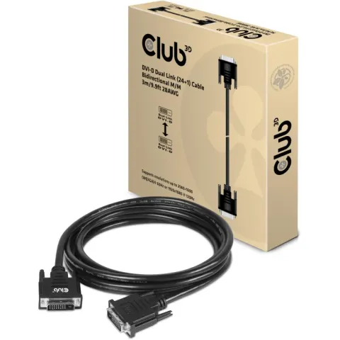 Club 3D DVI-D Dual Link (24+1) kabel, 3 m