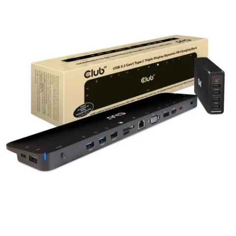 Club 3D USB-C 3.2 Gen1 Triple Display Dynamic PD Charging Dock 100W