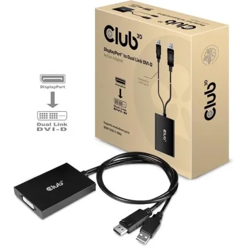 CLUB3D DisplayPort to Dual Link DVI-D HDCP AAN versie Actieve Adapter M/V