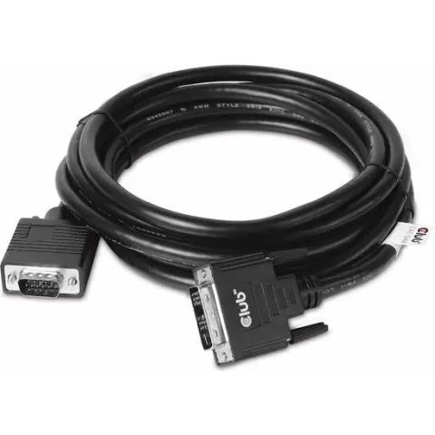 CLUB3D DVI-A TO VGA CABLE M/M 3m/ 9.8ft 28 AWG DVI-D Zwart