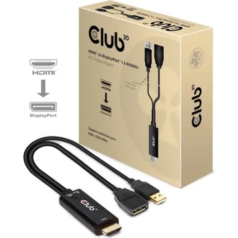 CLUB3D HDMI 2.0 TO DISPLAYPORT 1.2 4K60HZ HDR M/F ACTIVE ADAPTER Zwart