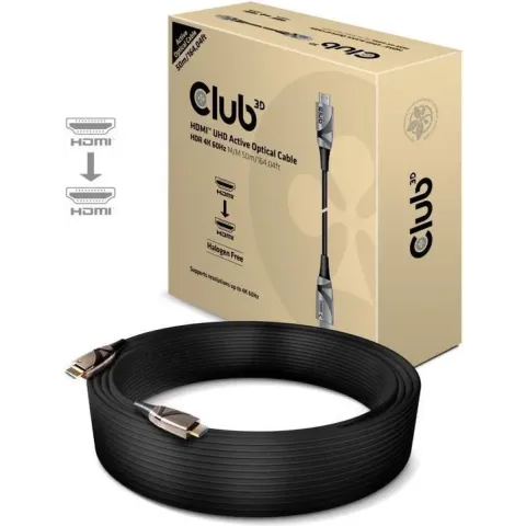 club3D HDMI / Glasvezel Aansluitkabel 50.00 m CAC-1391 Halogeenvrij, High Speed HDMI met ethernet, Vlambestendig Zwart [1x HDMI-stekker - 1x HDMI-stekker]