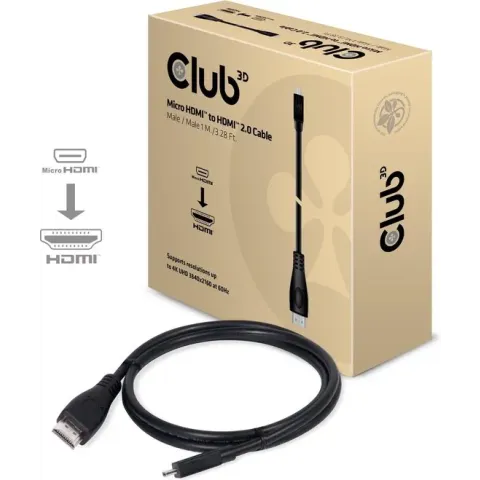 CLUB3D Micro HDMI™ naar HDMI™ 2.0 4K60Hz Kabel 1M