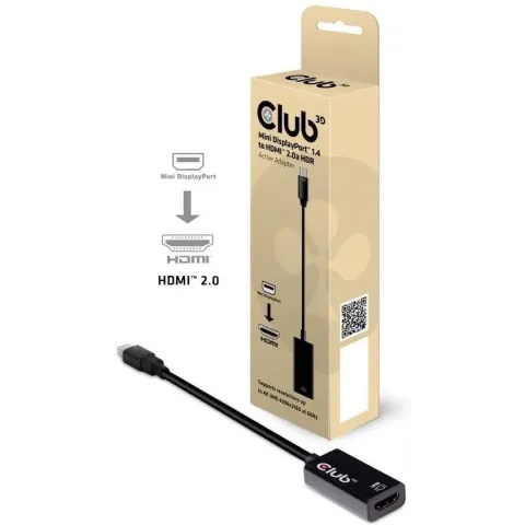 CLUB3D Mini DisplayPort 1.4 to HDMI 2.0b HDR Active Adapter