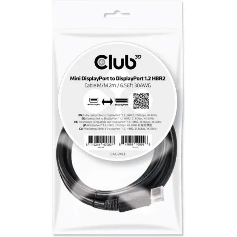 CLUB3D Mini DisplayPort to DisplayPort 1.2 M/M 2meter 4K60Hz