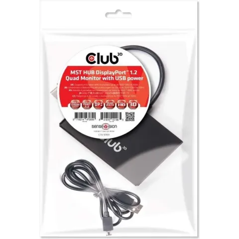 CLUB3D Multi Stream Transport Hub DisplayPort 1.2 Quad Monitor USB Powered