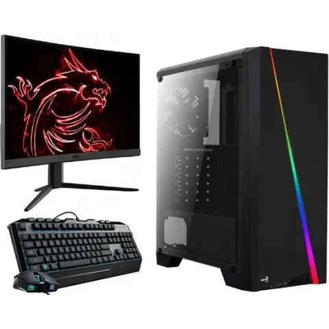 Complete 144Hz Gaming PC Setup - 24" MSI Curved Gaming Monitor, -Toetsenbord en -Muis - Ryzen 5 3600 - GTX 1650 - 16GB - 240GB SSD - 1TB HDD - BLACK