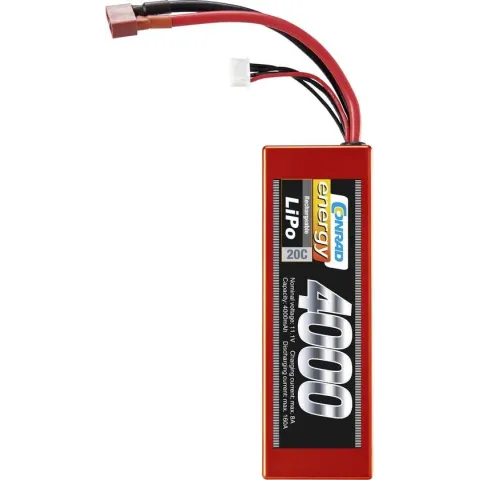 Conrad energy LiPo accupack 11.1 V 4000 mAh Aantal cellen: 3 20 C Box hardcase T-bussen