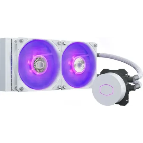 Cooler Master MasterLiquid ML240L V2 RGB White Edition - Vloeistof-koelsysteem - 2 x 120 mm - voor Socket LGA2066, LGA2011-v3, LGA2011, LGA1151, LGA1150, LGA1155, LGA1156, LGA1366, AM4, AM3+, AM3, AM2+, AM2, FM2+, FM2, FM1