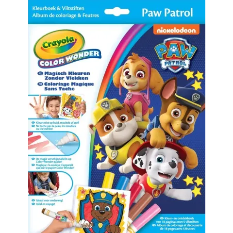 Crayola Color Wonder Paw Patrol - Kleurboek met 5 knoeivrije viltstiften