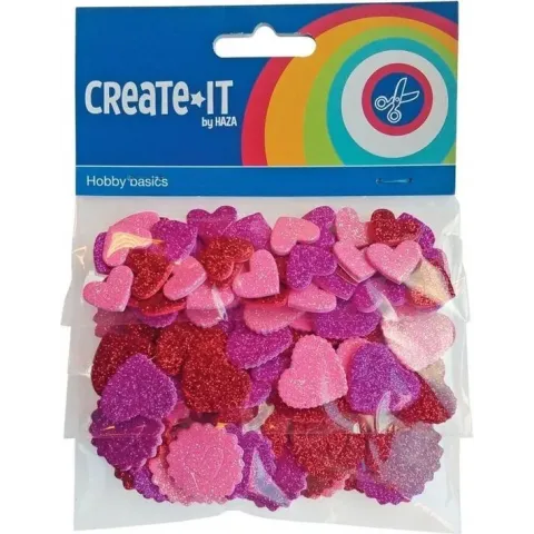 Create It Hobbyset Foam Hartjes Glitter