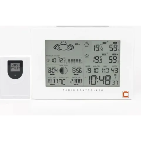 Cresta Care DTX370 Draadloos weerstation voor  binnen en buiten weergave van temperatuur weervoorspelling en luchtvochtigheid | Wit